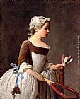 Girl with a featherball racket by Jean Baptiste Simeon Chardin